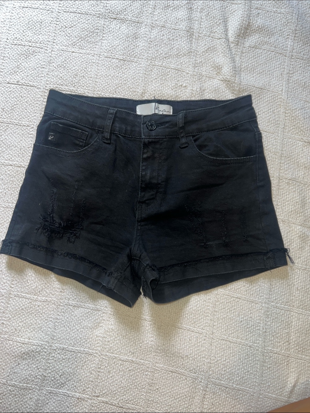 KanCan Black Distressed Denim Shorts